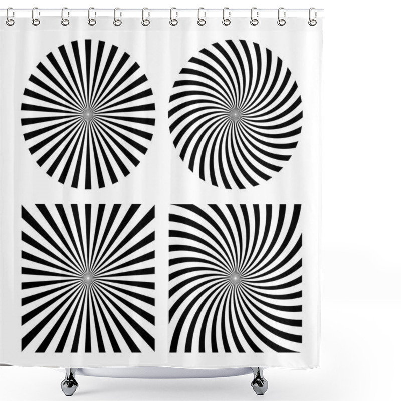 Personality  Abstract Rays Striped Pattern Shower Curtains