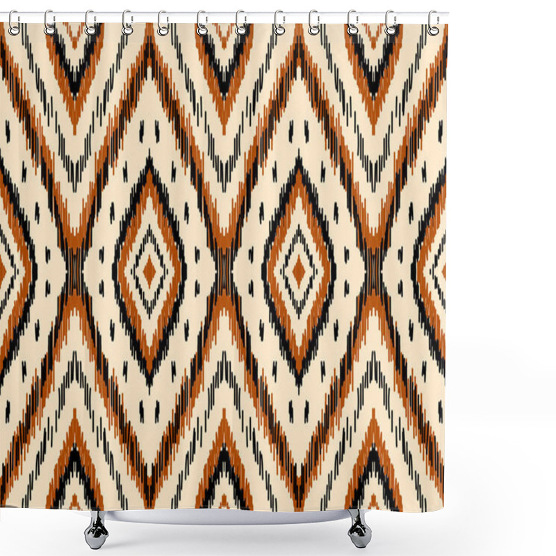 Personality  Fabric Ikat Pattern Art. Geometric Ethnic Seamless Pattern Traditional. American, Mexican Style. Design For Background, Wallpaper, Illustration, Fabric, Clothing, Carpet, Textile, Batik, Embroidery. Shower Curtains