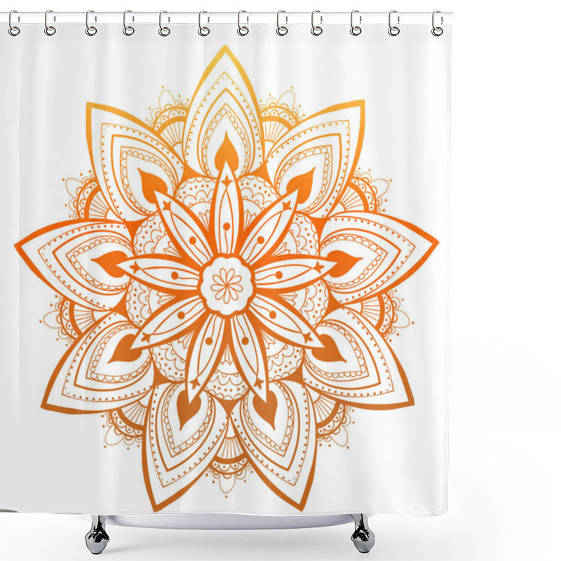 Personality  Round Gradient Mandala On White Isolated Background. Vector Boho Mandala In Yellow And Orange Colors. Mandala With Floral Patterns. Yoga Template Shower Curtains