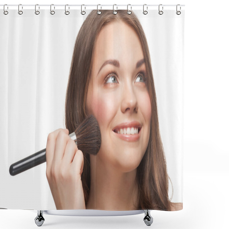 Personality  Pretty Woman Applying Makeup Shower Curtains