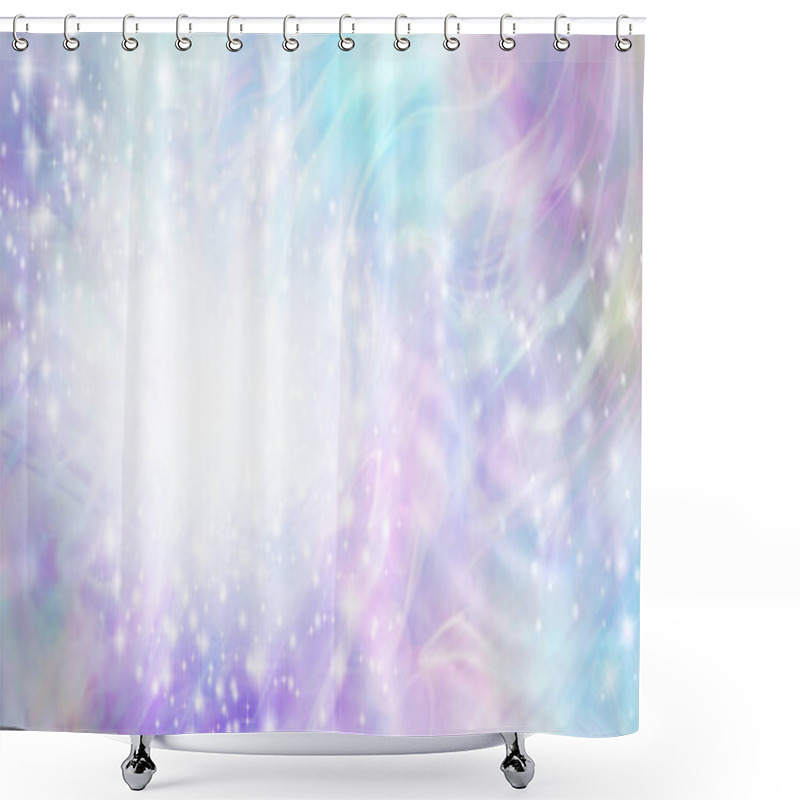 Personality  Beautiful Blue Pink Ethereal Special Announcement Background Banner - Multicoloured  Banner With A Soft Blur White Oval On Left For Copy And Trails Of Sparkles And Glitter Rotating Around Shower Curtains