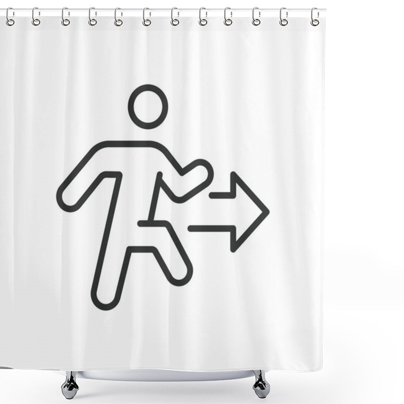 Personality  Way Out, Icon In Line Design. Exit, Way, Direction, Escape, Road, Path, Route On White Background Vector. Way Out Editable Stroke Icon Shower Curtains