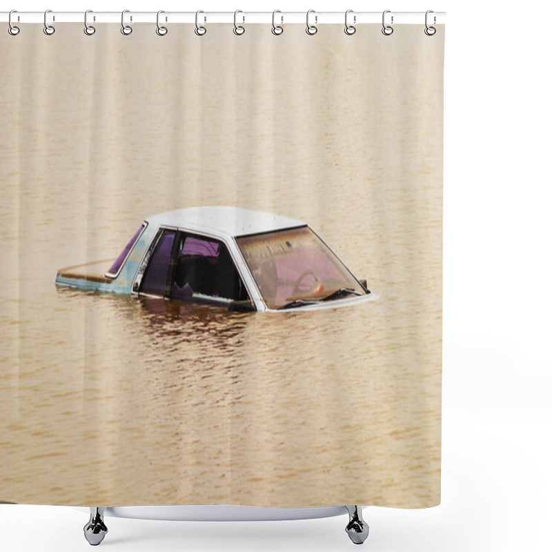 Personality  Rural Country Road Leading Into Flood Waters In Rural America, North America Shower Curtains