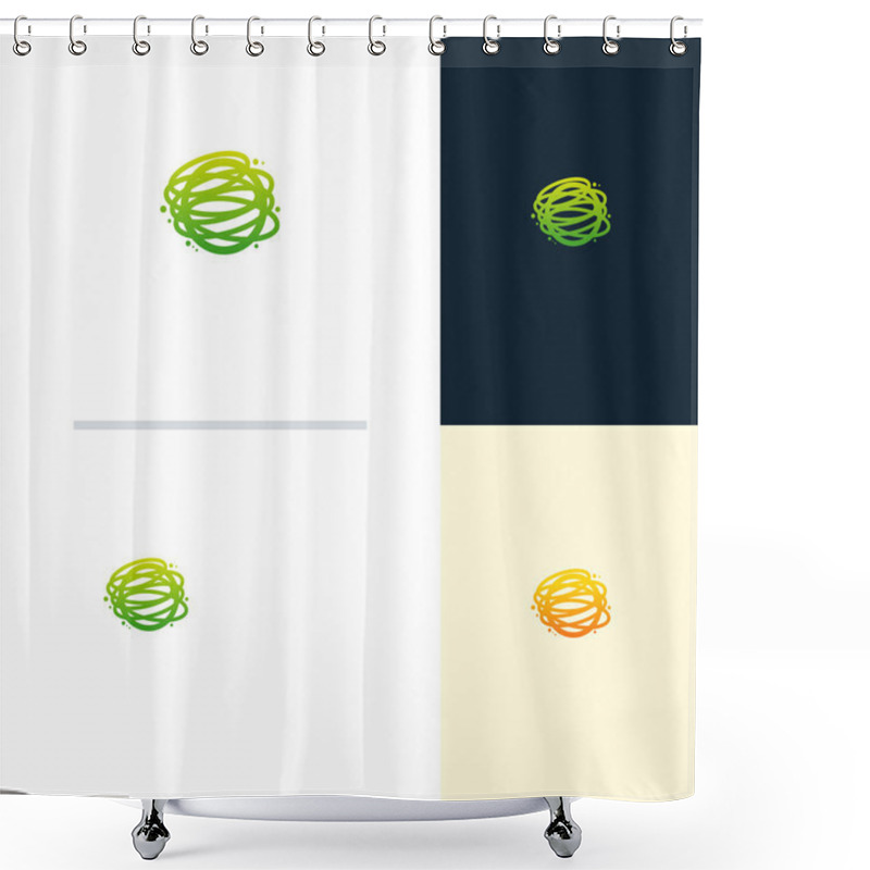 Personality  Network Tech Logo Designs Concept Vector, World Tech Logo Symbol Vector Shower Curtains