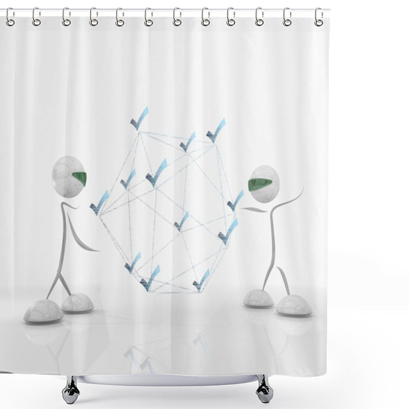 Personality  Cyber Checknetwork With Two Futuristic Characters Shower Curtains