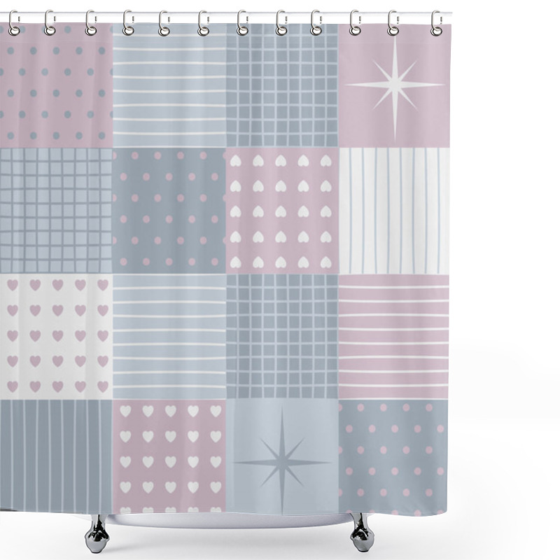 Personality  Sensual Patchwork For A Valentines Day Shower Curtains