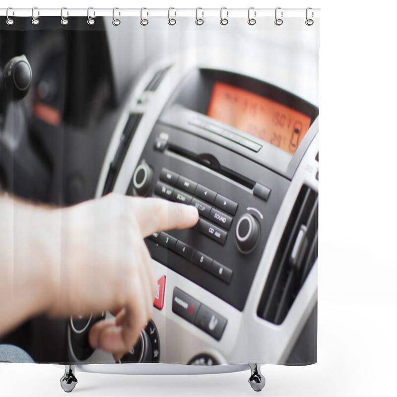 Personality  Man Using Car Audio Stereo System Shower Curtains