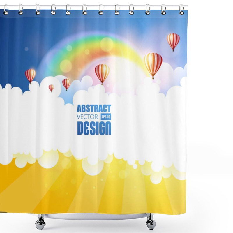 Personality   Air Balloons And Bright Rainbow Shower Curtains