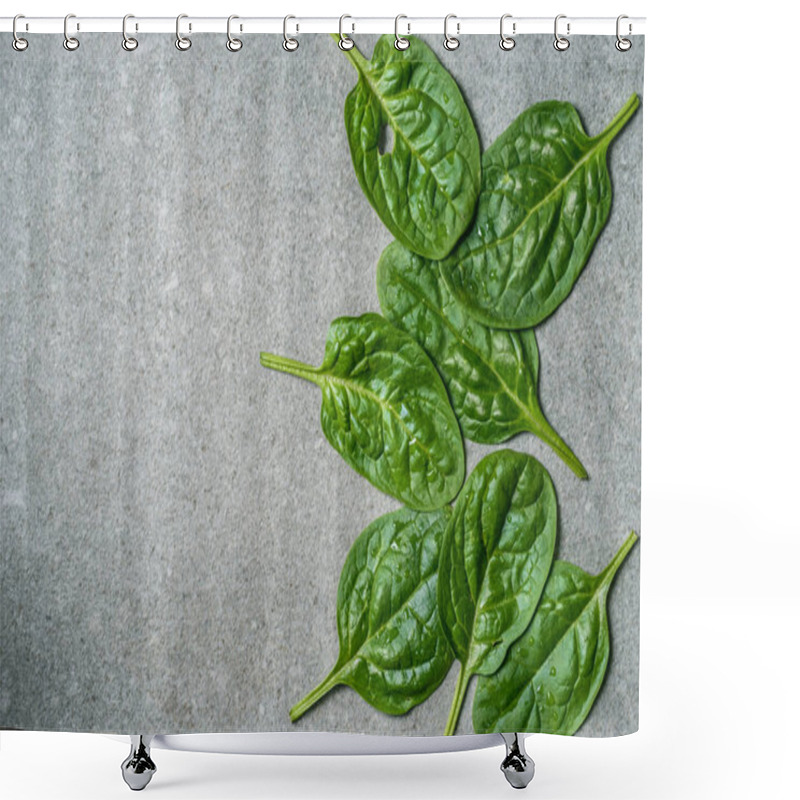 Personality  Top View Of Green Fresh Spinach Leaves  Shower Curtains