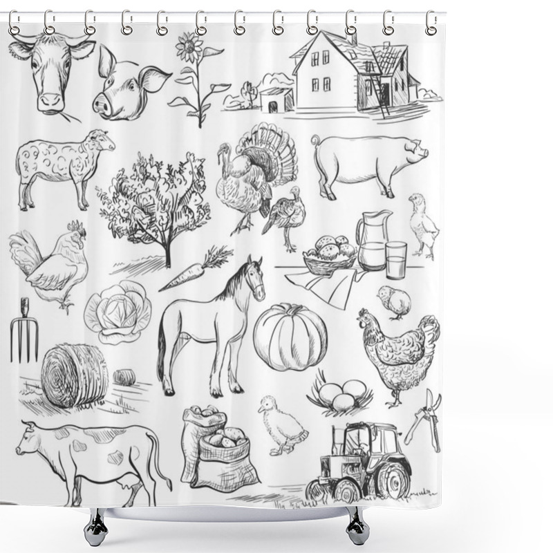 Personality  Farm Collection - Hand Drawn Set Shower Curtains