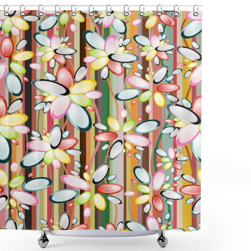 Personality  Seamless Pattern From Abstract Flowers Shower Curtains