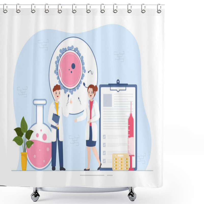 Personality  Fertility Clinic On Infertility Treatment For Couples And Handles In Vitro Fertilization Programs In Flat Cartoon Hand Drawn Templates Illustration Shower Curtains