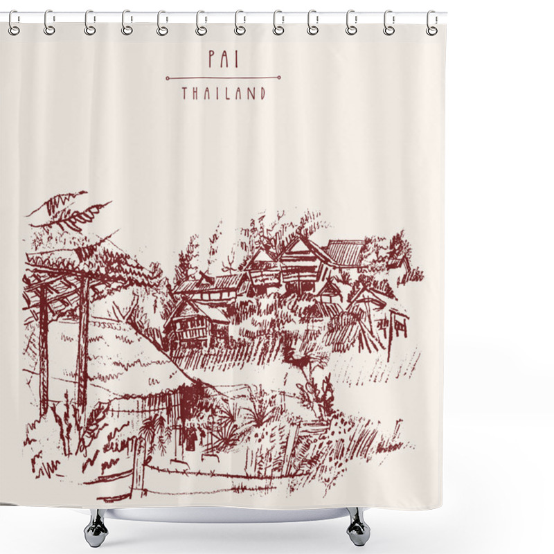 Personality  Bamboo Huts In Pai Valley Shower Curtains