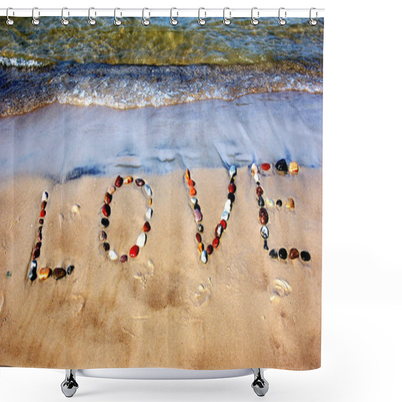 Personality  Word LOVE On Beach Sand Shower Curtains