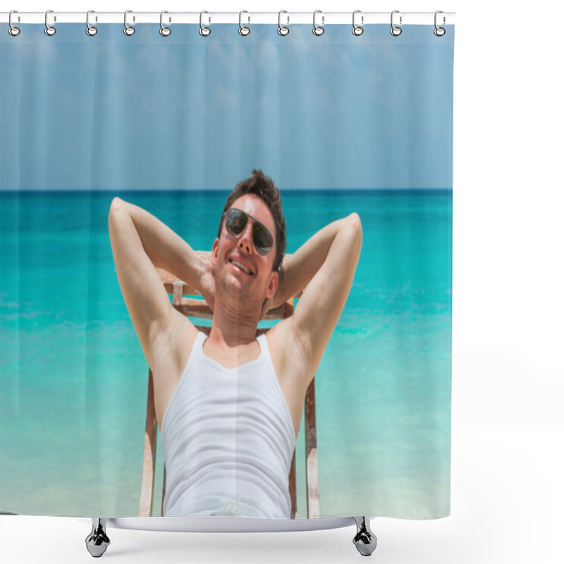 Personality  Man Relaxing On Beach Shower Curtains