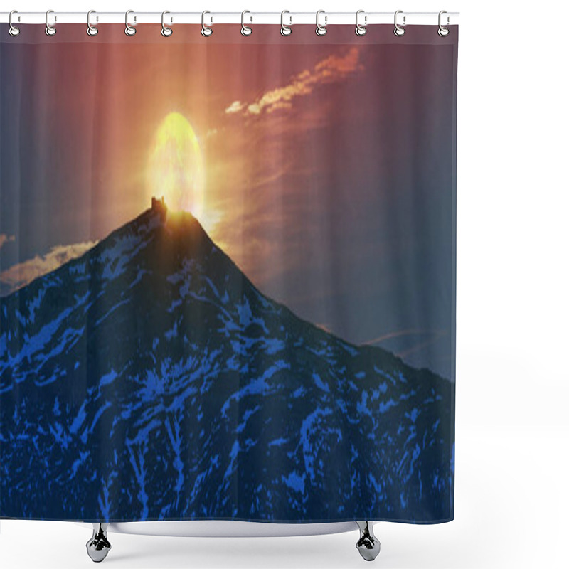 Personality  Sunrise Over Black Mountain Shower Curtains