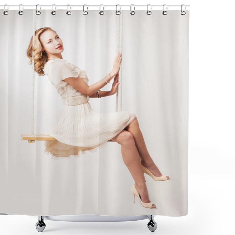 Personality  Woman On A Swing Shower Curtains