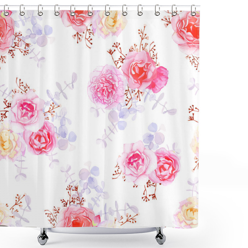 Personality  Purple Sweet Roses Seamless Vector Print Shower Curtains