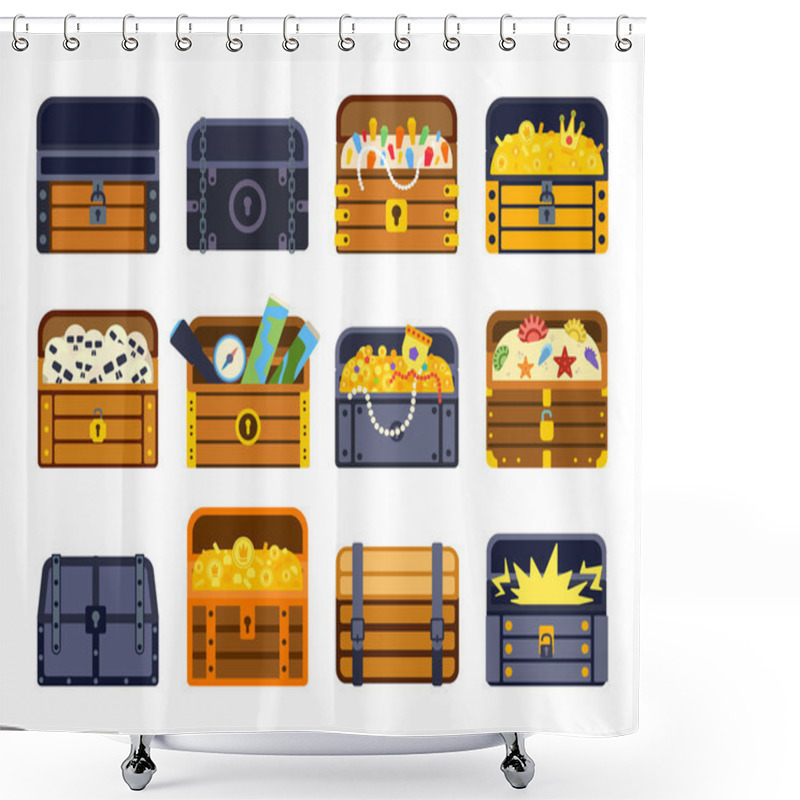 Personality  Treasure Chest Vector Illustration. Shower Curtains