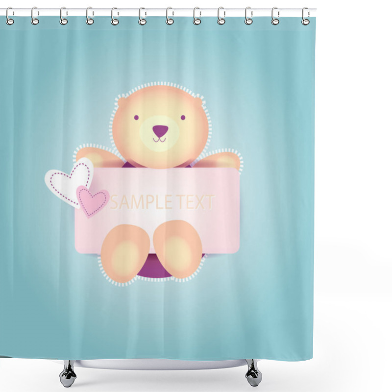 Personality  Cute Valentine Teddy Bear. Vector Background. Shower Curtains