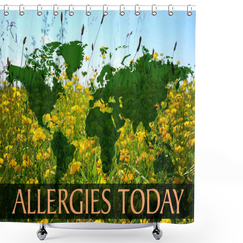 Personality  Text ALLERGIES TODAY And World Map Shower Curtains