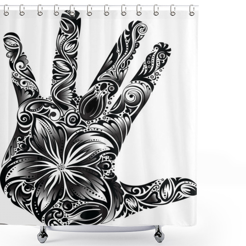 Personality  Palm-flower B&W Shower Curtains