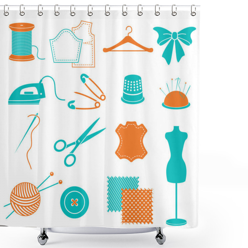 Personality  Vector Set Of Sewing Equipment And Stuff Shower Curtains