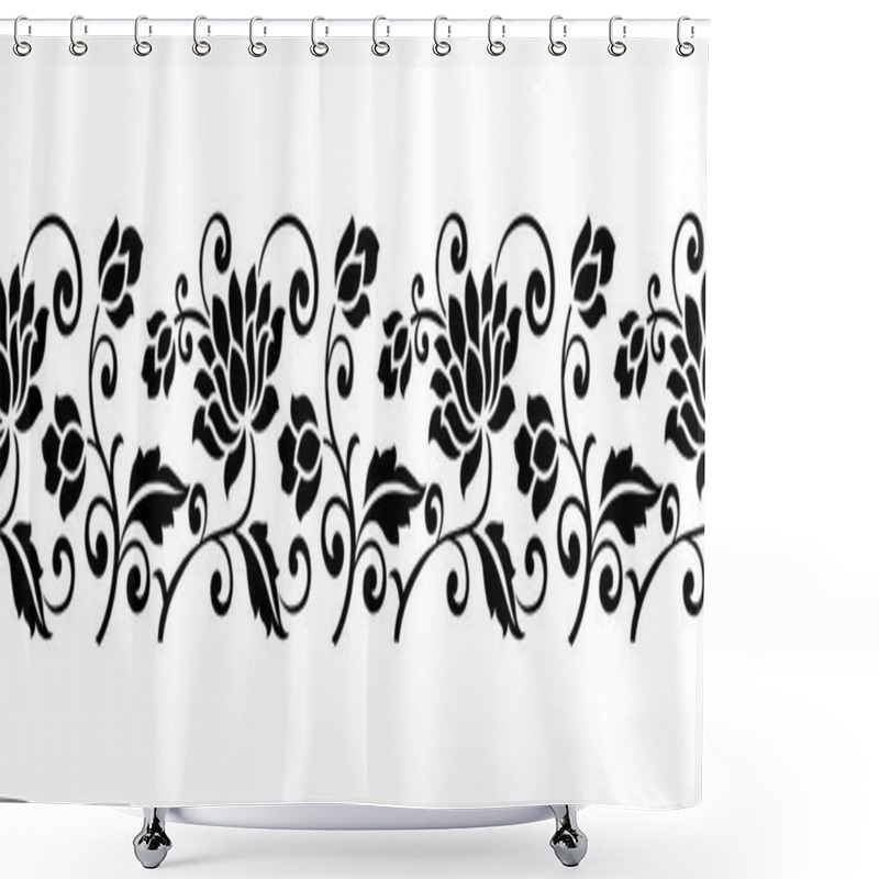 Personality  Seamless Vector Lotus Flower Border Design Shower Curtains