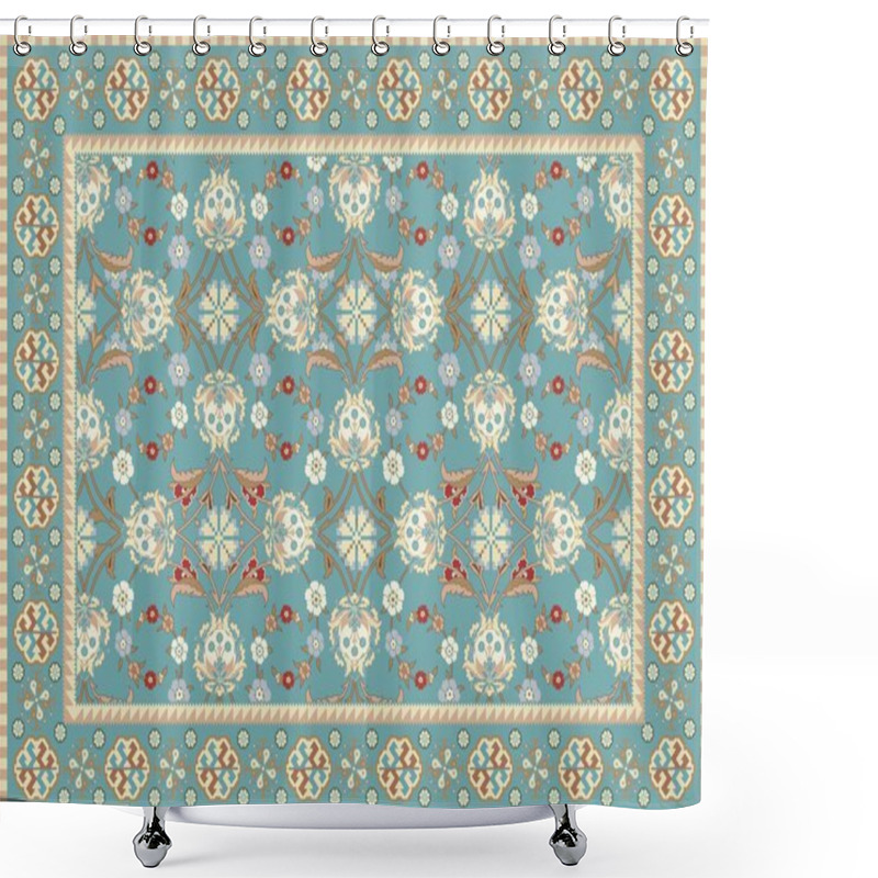 Personality  Blue Oriental Floral Carpet Design Shower Curtains