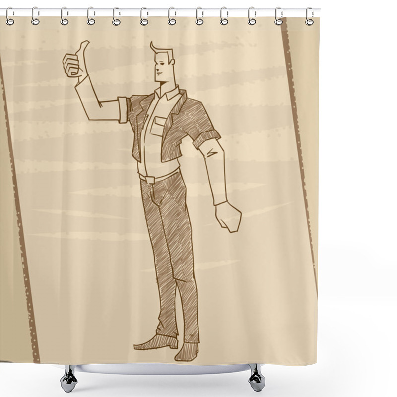 Personality  Cartoon Sketch Man Shower Curtains