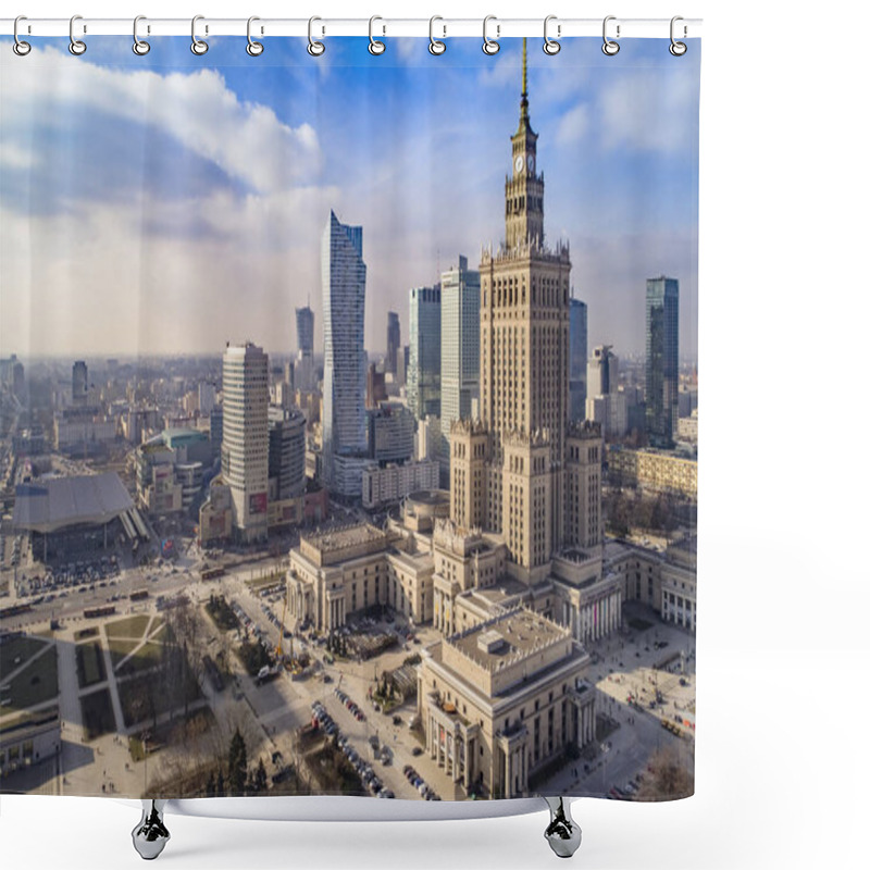 Personality  Warsaw, Poland. Aerial View Of The City  Shower Curtains