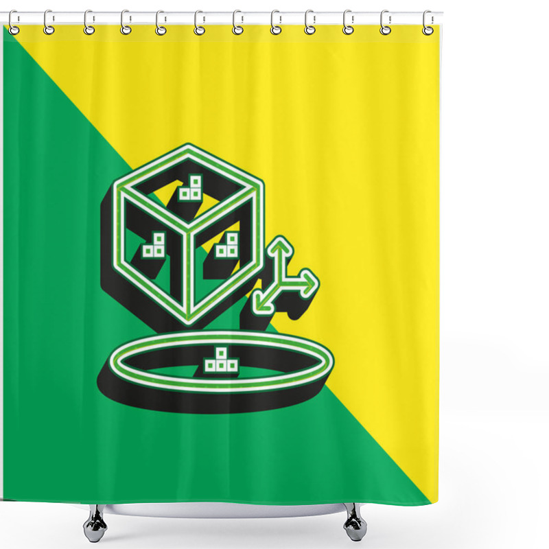 Personality  3d Green And Yellow Modern 3d Vector Icon Logo Shower Curtains