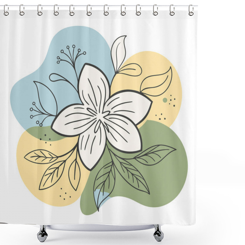 Personality  Minimalist Floral Circle Illustration Shower Curtains