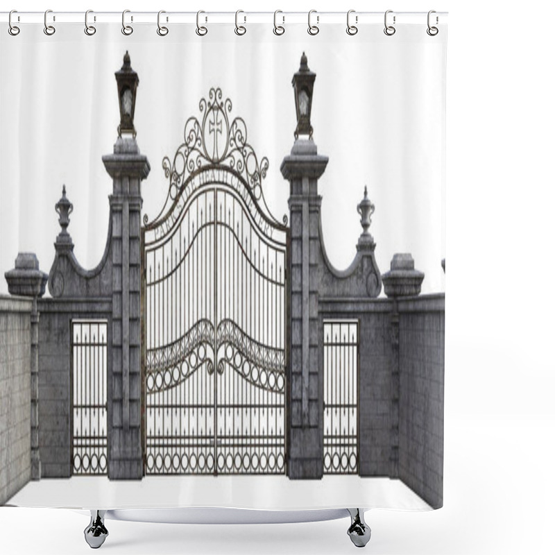 Personality  3D Illustration Of Stone Iron Gate Shower Curtains