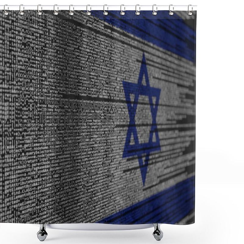 Personality  Program Code And Flag Of Israel. Israeli Digital Technology Or Programming Related 3D Rendering Shower Curtains