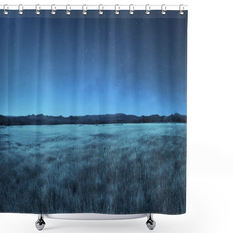 Personality  Meadow Landscape At Night Time Shower Curtains