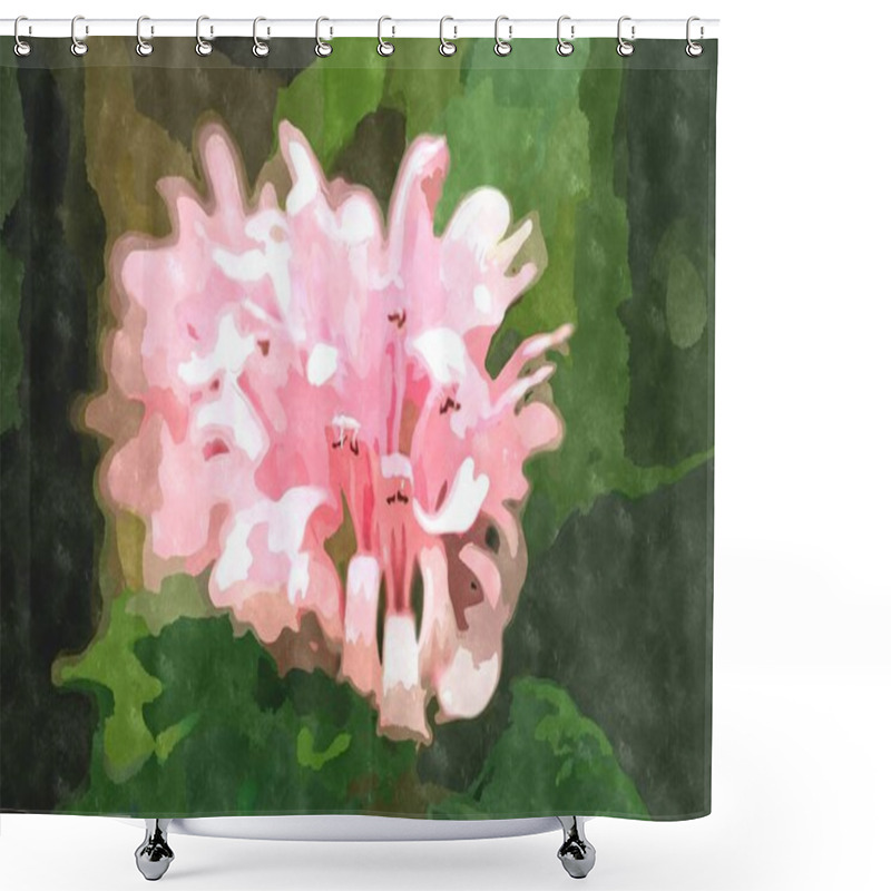 Personality  Watercolor Flower Painting Illustration.Exotic Flowers Blooming In Botanical Garden In Spring Season.Beautiful Floral Wallpaper Painted With Water Color On Canvas For Poster And Postcard Design Shower Curtains