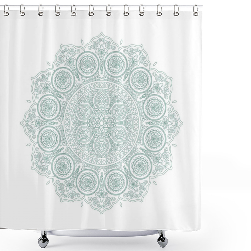 Personality  Delicate Green Lace Mandala Pattern In Boho Style Shower Curtains