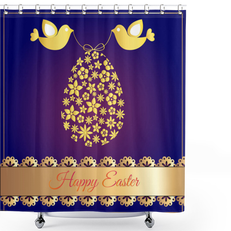 Personality  Happy Easter Card - Vector Illustration Shower Curtains