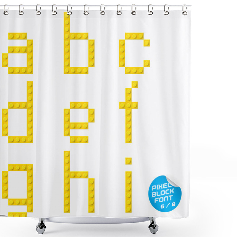 Personality  Unique Pixel Block Alphabet, Letters, Illustration, Sign, Icon, Symbol For Baby, Family, Education Shower Curtains