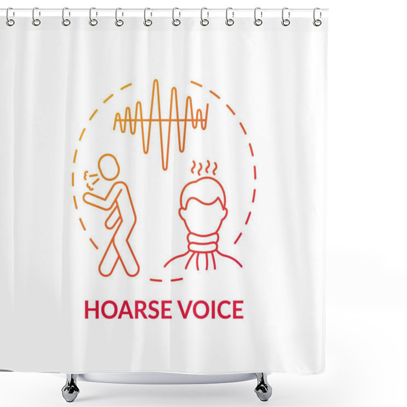 Personality  Hoarse Voice Concept Icon. Sore Throat Symptom Idea Thin Line Illustration. Laryngitis. Abnormal Voice. Vocal Cords Inflammation. Dysphonia And Hoarseness. Vector Isolated Outline RGB Color Drawing Shower Curtains