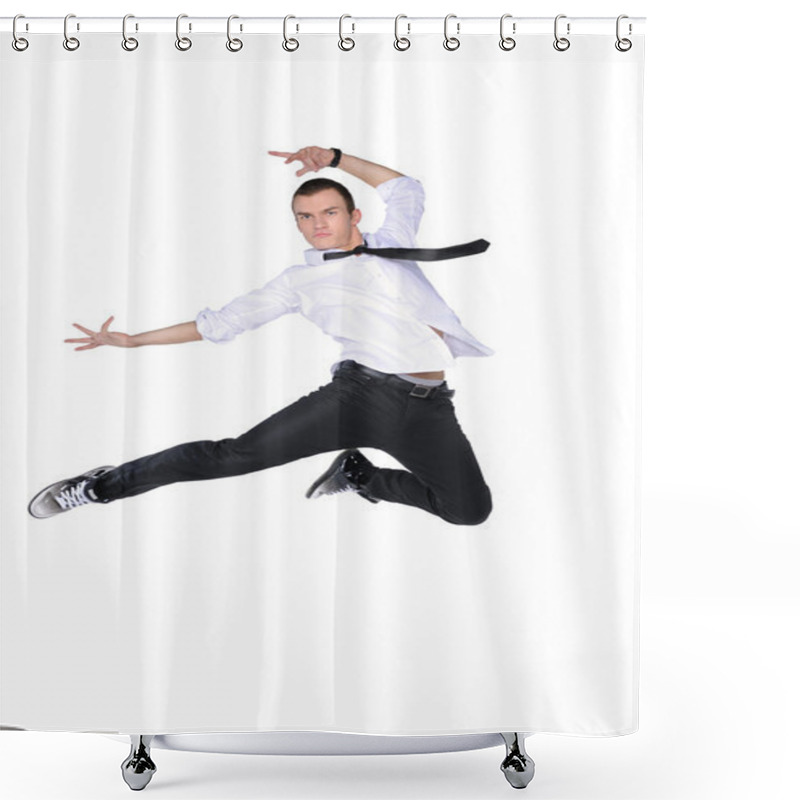 Personality  Jumping Young Man Shower Curtains