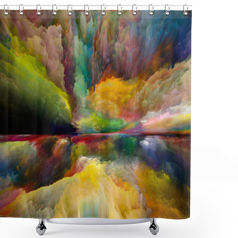 Personality  Land Of Awakening. Escape To Reality Series. Arrangement Of Surreal Sunset Sunrise Colors And Textures On Theme Of Landscape Painting, Imagination, Creativity And Art Shower Curtains