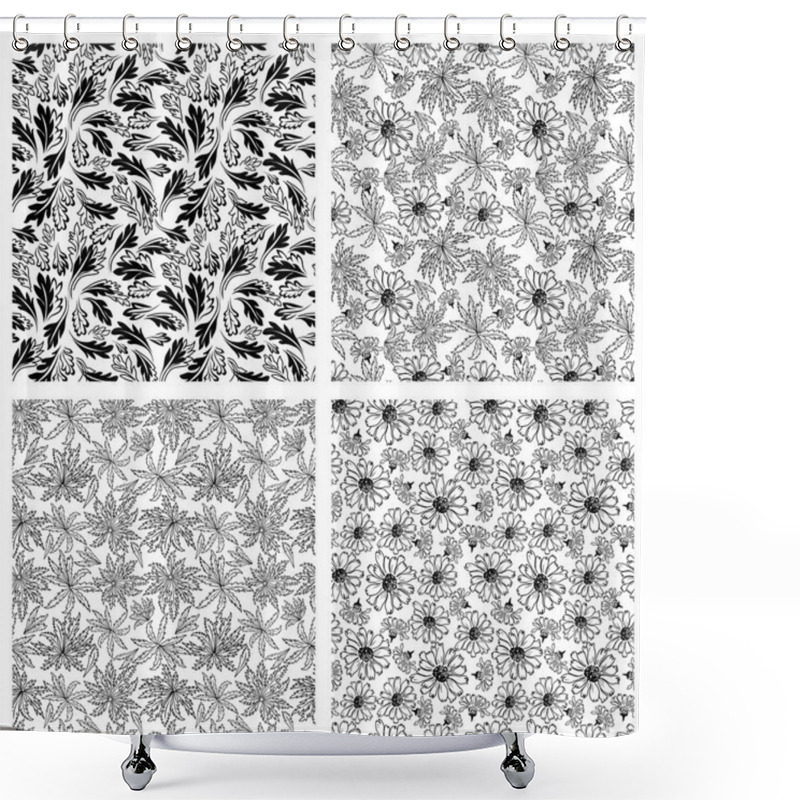 Personality  Set Of Seamless Floral Patterns. Shower Curtains