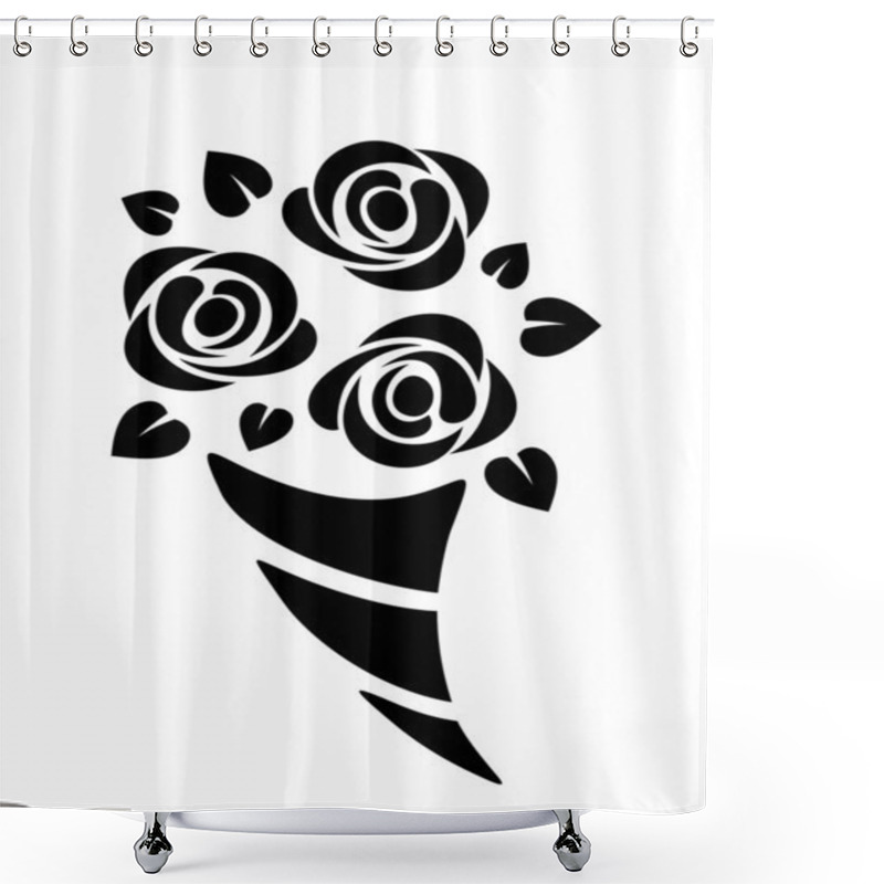 Personality  Black Silhouette Of Roses Bouquet. Vector Illustration. Shower Curtains