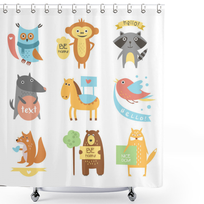 Personality  Birds With Ribbons And Boards For Text Shower Curtains