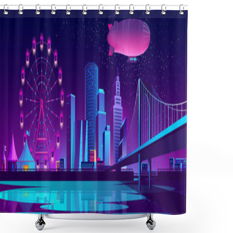 Personality  Vector Concept Background With Night City Shower Curtains