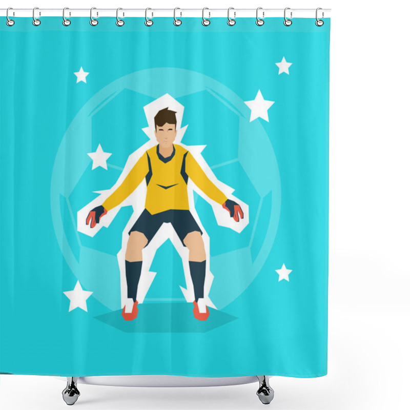 Personality  Football Match Goalkeeper Protecting Gates Shower Curtains