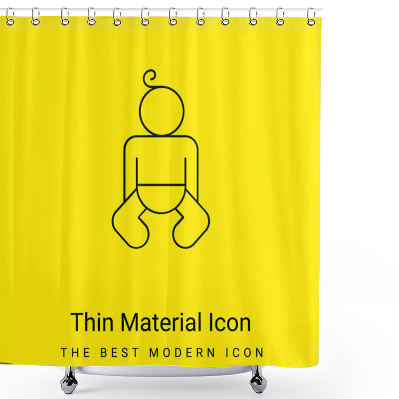 Personality  Baby Body Outline Minimal Bright Yellow Material Icon Shower Curtains