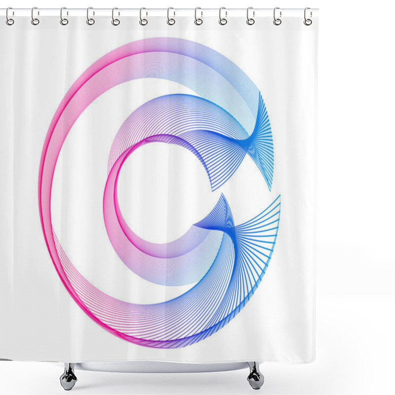 Personality  Design Elements. Wave Of Many Purple Lines Circle Ring. Abstract Vertical Wavy Stripes On White Background Isolated. Vector Illustration EPS 10. Colourful Waves With Lines Created Using Blend Tool Shower Curtains